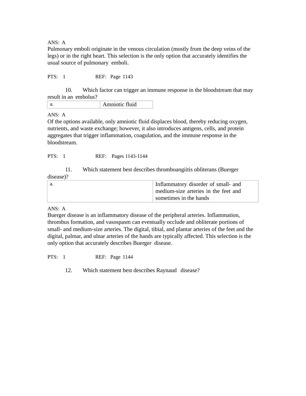 Preview page 4 of Alterations of Cardiovascular Function. Question and Correct Answers.