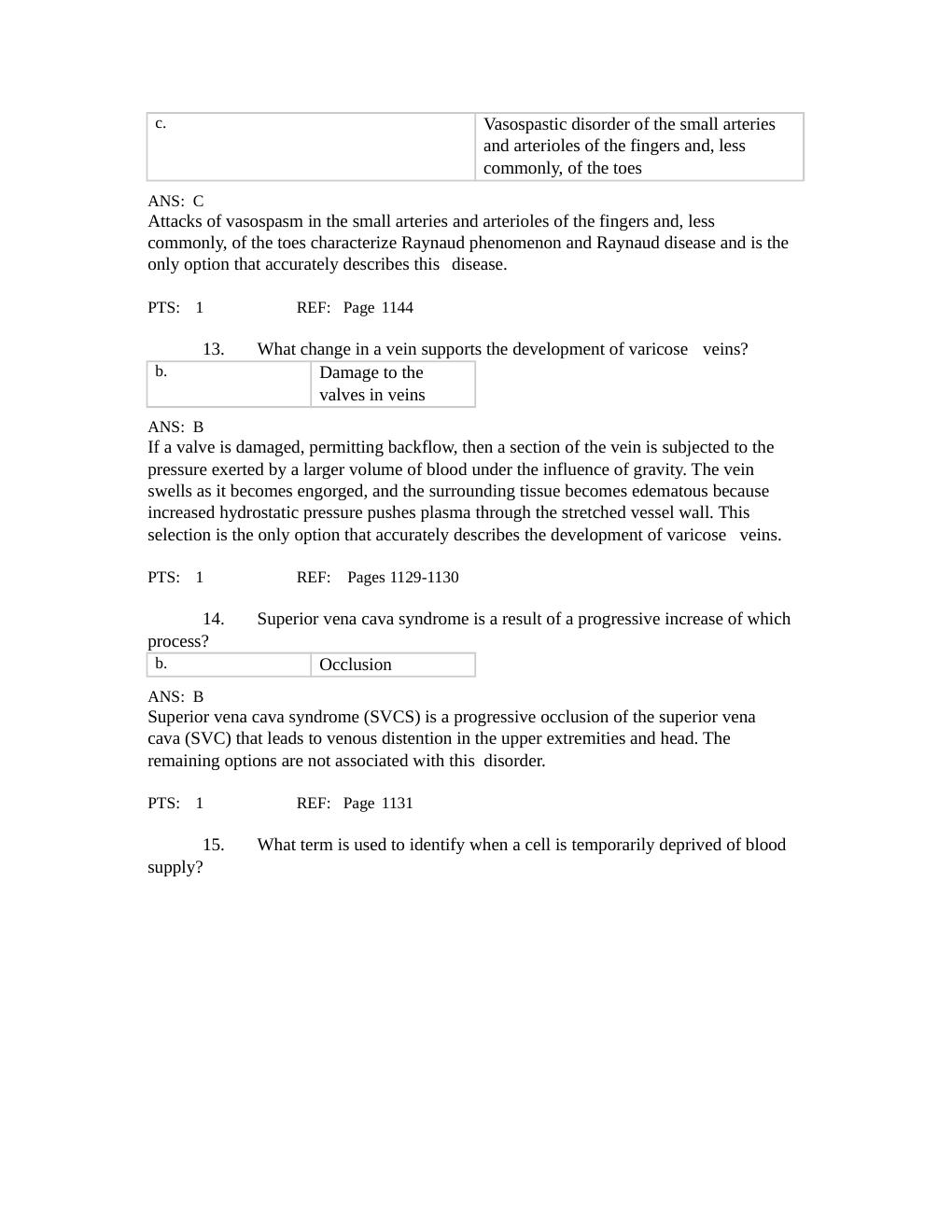 Preview page 5 of Alterations of Cardiovascular Function. Question and Correct Answers.