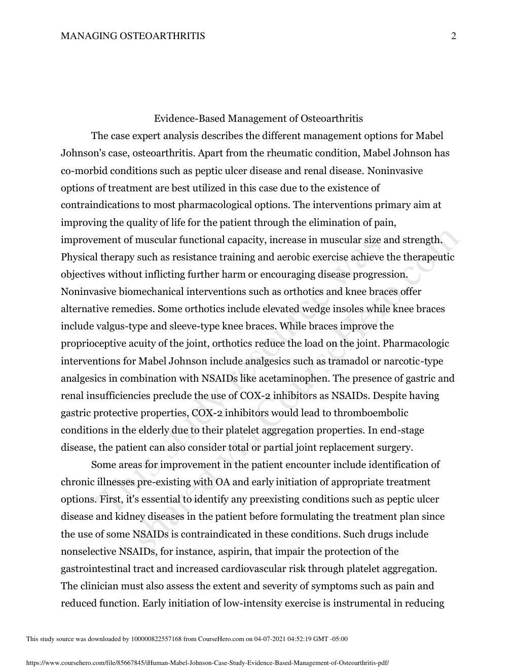 Preview page 2 of iHuman Mabel Johnson_Case Study Evidence-Based Management of Osteoarthritis
