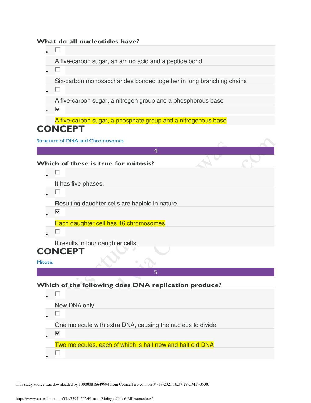 Preview page 3 of SOPHIA Human Biology Unit 6 – Milestone | Already Graded A