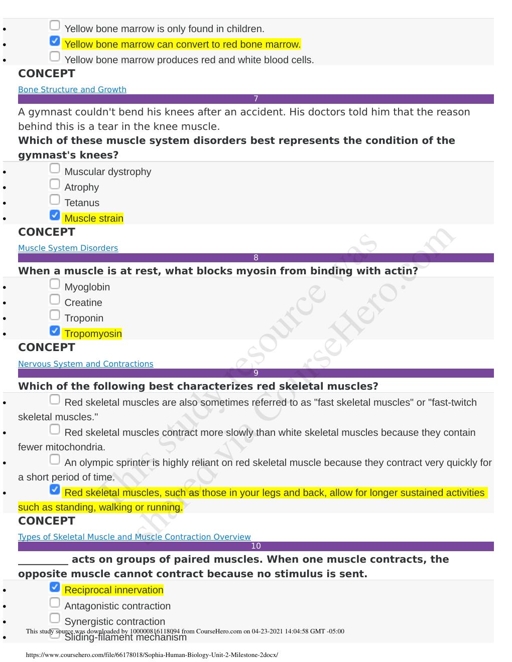 Preview page 2 of Sophia - Human Biology - Unit 2 Milestone 2