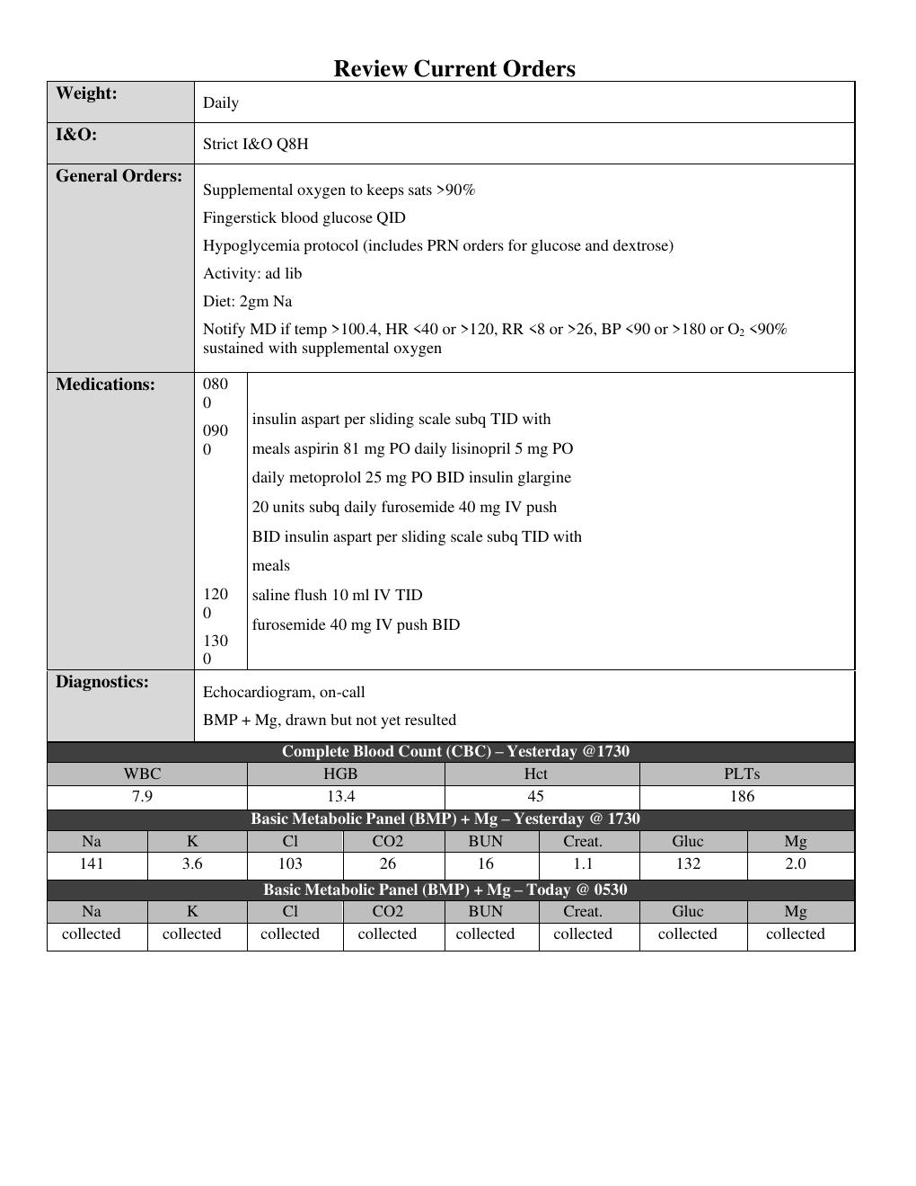 Preview page 3 of (completed)Priority Patient Assignment as a Virtual Clinical Assignment. All three parts : Pt #1:Herbie Saunders, 62-yea