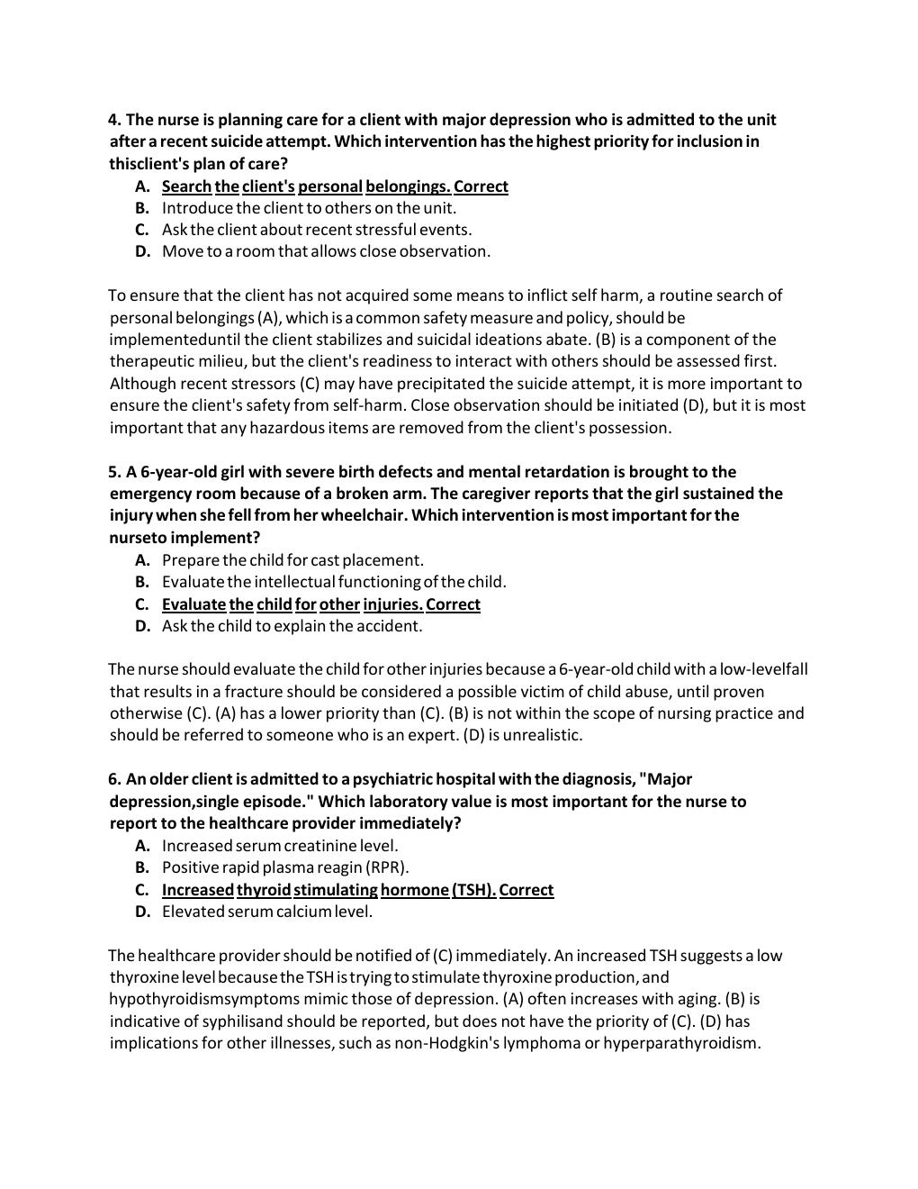Preview page 2 of MENTAL HESI 3 *(2021) Download to Score A.