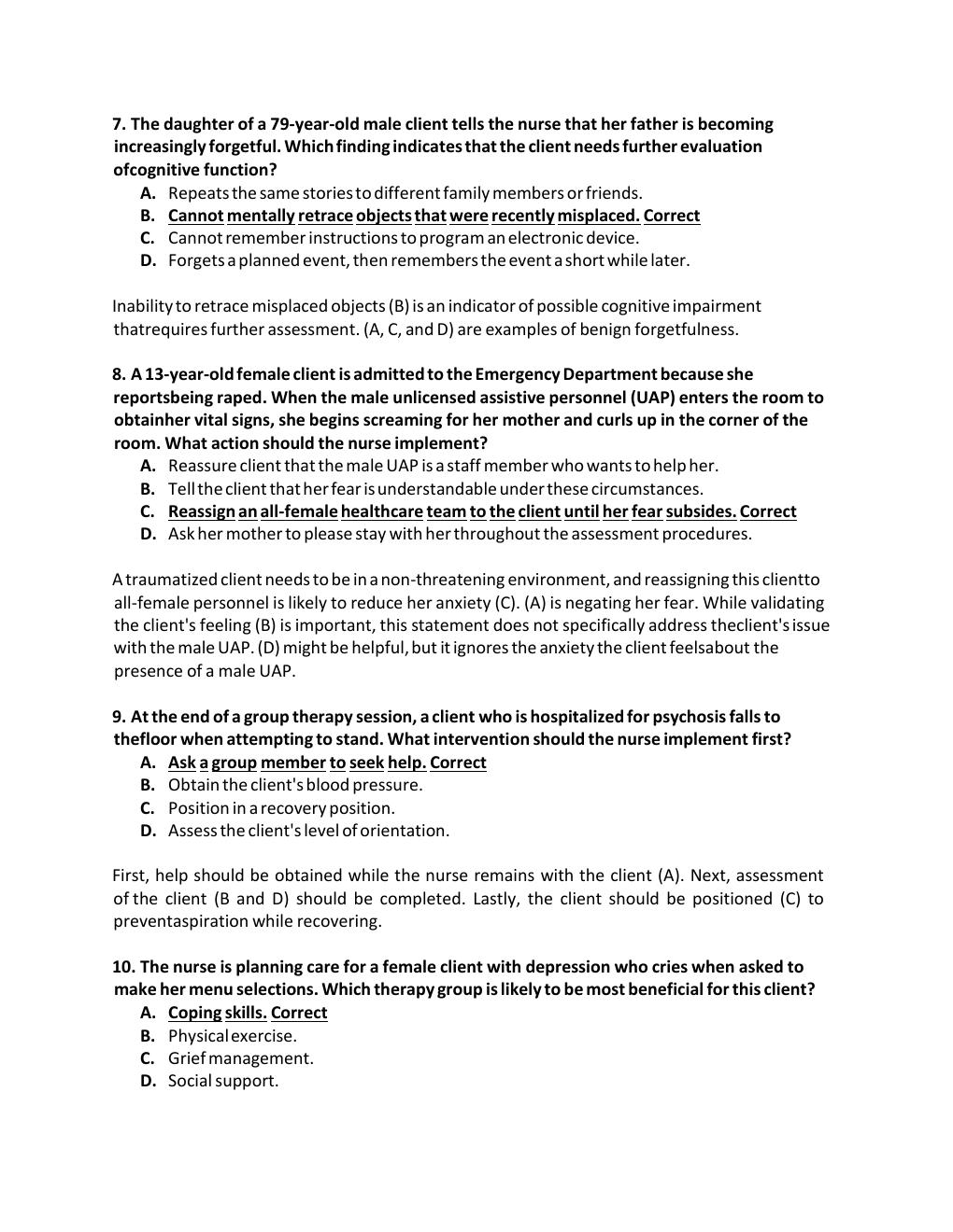 Preview page 3 of MENTAL HESI 3 *(2021) Download to Score A.
