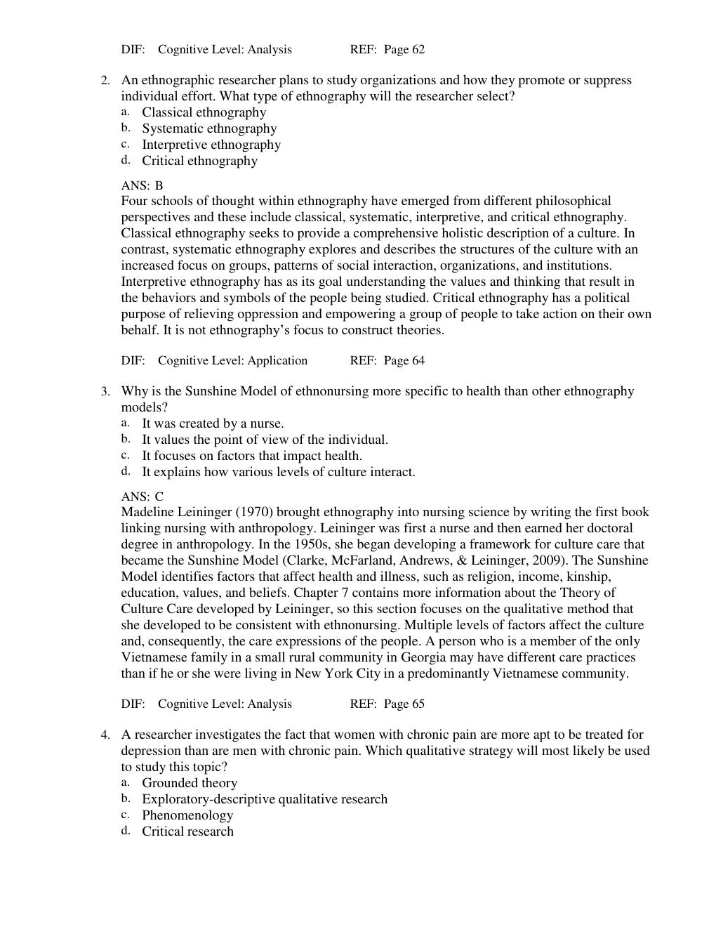 Preview page 2 of NURS 500 - Chapter 4: Introduction to Qualitative Research Test Bank