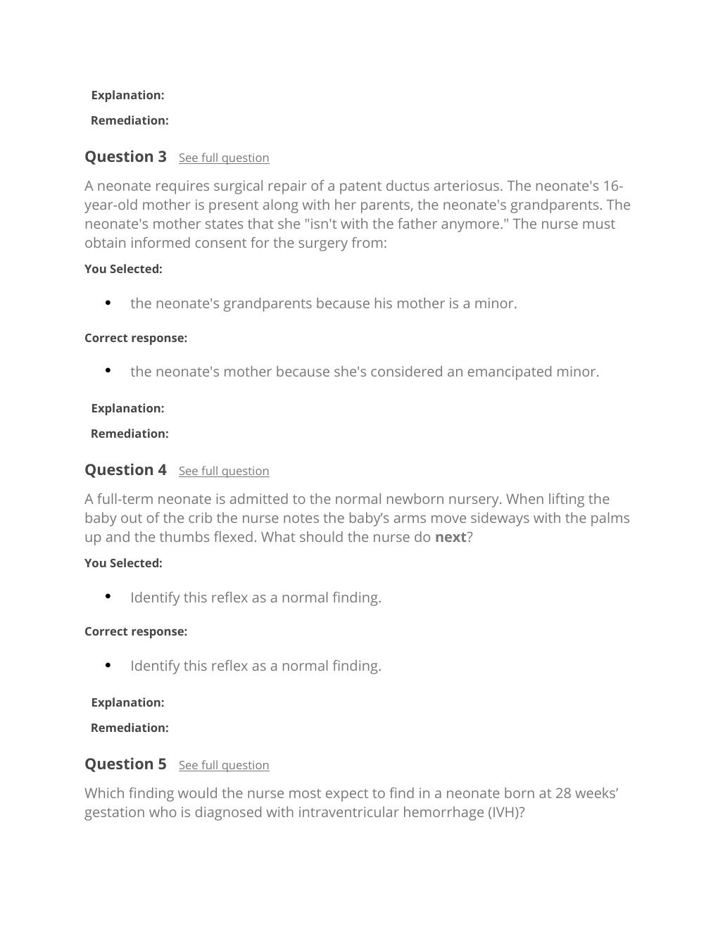 Preview page 6 of Passpoint Neonate | A neonate weighing 3 lb, 5 oz (1,503 g) is born at 32 weeks' gestation. During an assessment 12 hour