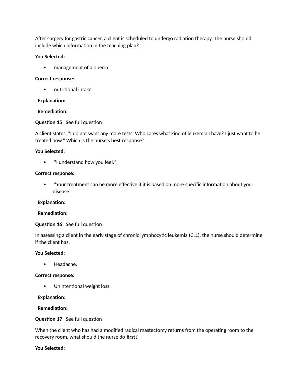 Preview page 5 of Passpoint Oncologic | A client with stage II ovarian cancer undergoes a total abdominal hysterectomy and bilateral salpi