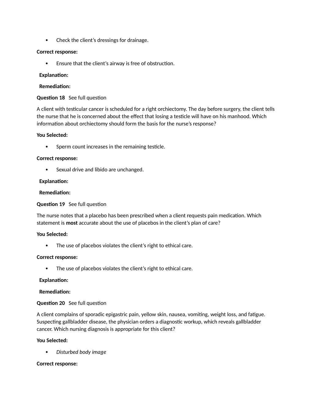 Preview page 6 of Passpoint Oncologic | A client with stage II ovarian cancer undergoes a total abdominal hysterectomy and bilateral salpi
