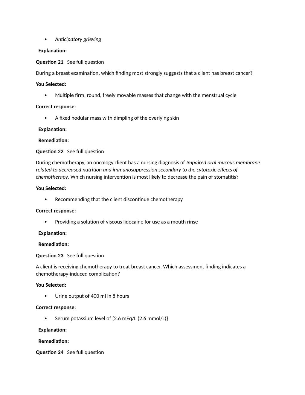 Preview page 7 of Passpoint Oncologic | A client with stage II ovarian cancer undergoes a total abdominal hysterectomy and bilateral salpi