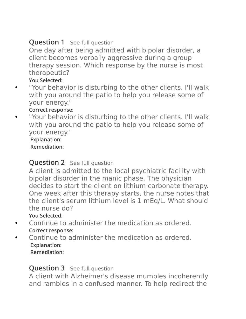 Preview page 9 of Passpoint Mood, adjustment and dementia disorders |  A depressed client tells a nurse, "I want to die. Life just isn't w
