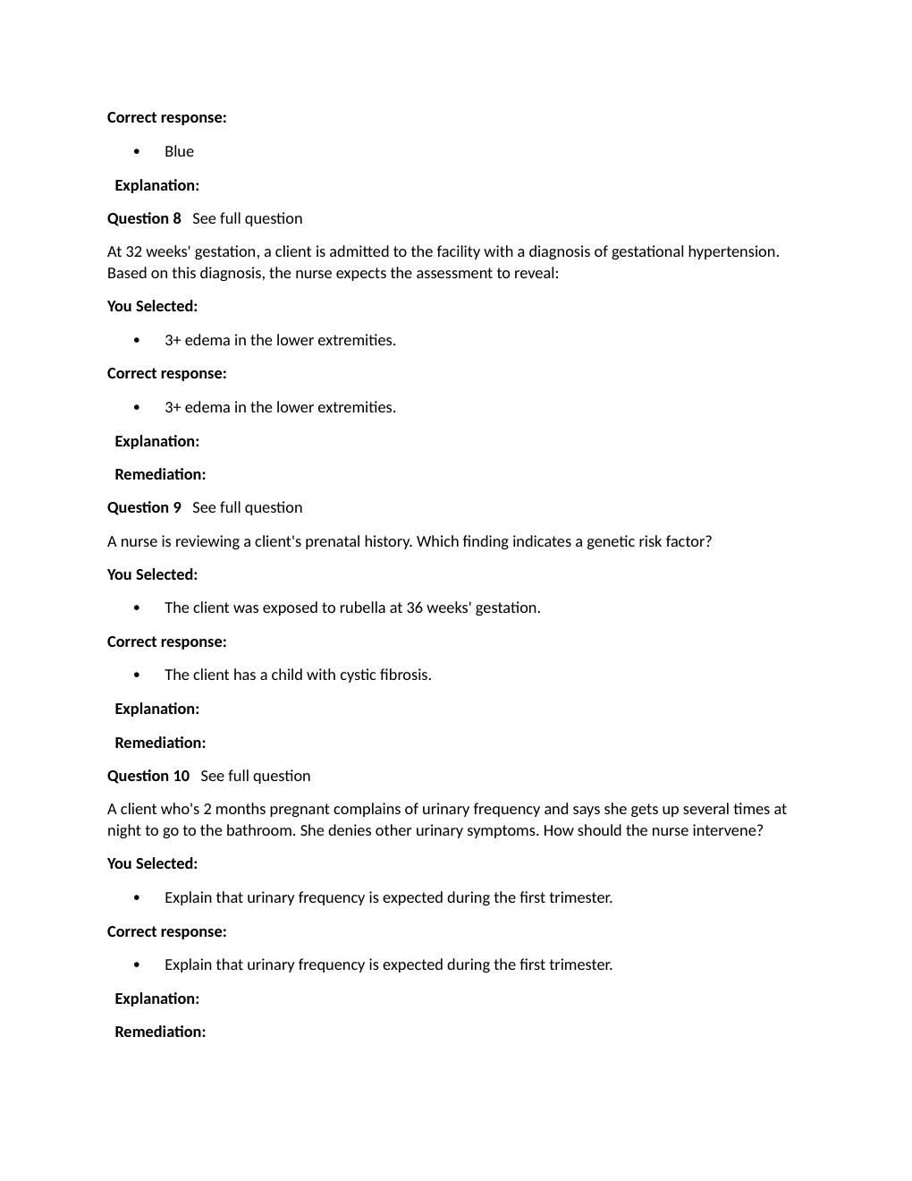 Preview page 3 of Passpoint Antepartum | A nurse is developing a teaching plan for a primigravid client who's 2 months pregnant. The nurse