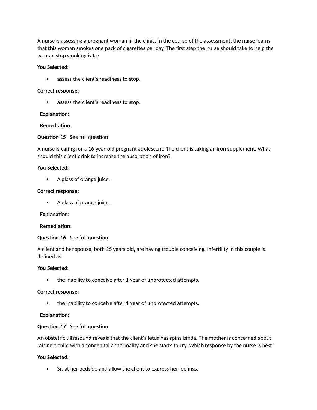 Preview page 5 of Passpoint Antepartum | A nurse is developing a teaching plan for a primigravid client who's 2 months pregnant. The nurse