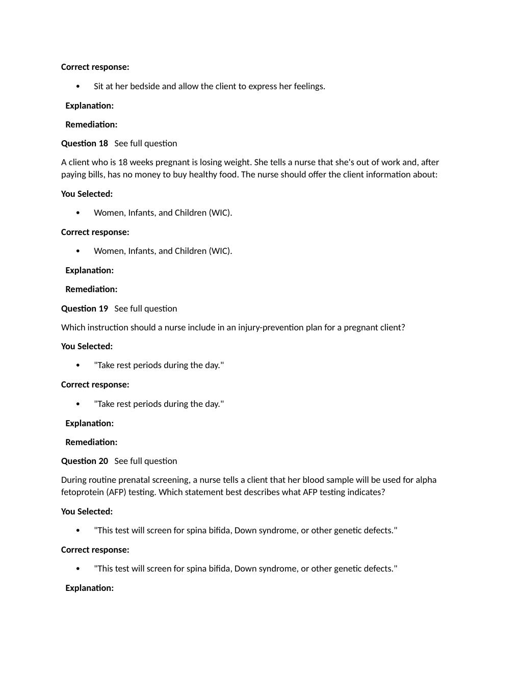 Preview page 6 of Passpoint Antepartum | A nurse is developing a teaching plan for a primigravid client who's 2 months pregnant. The nurse