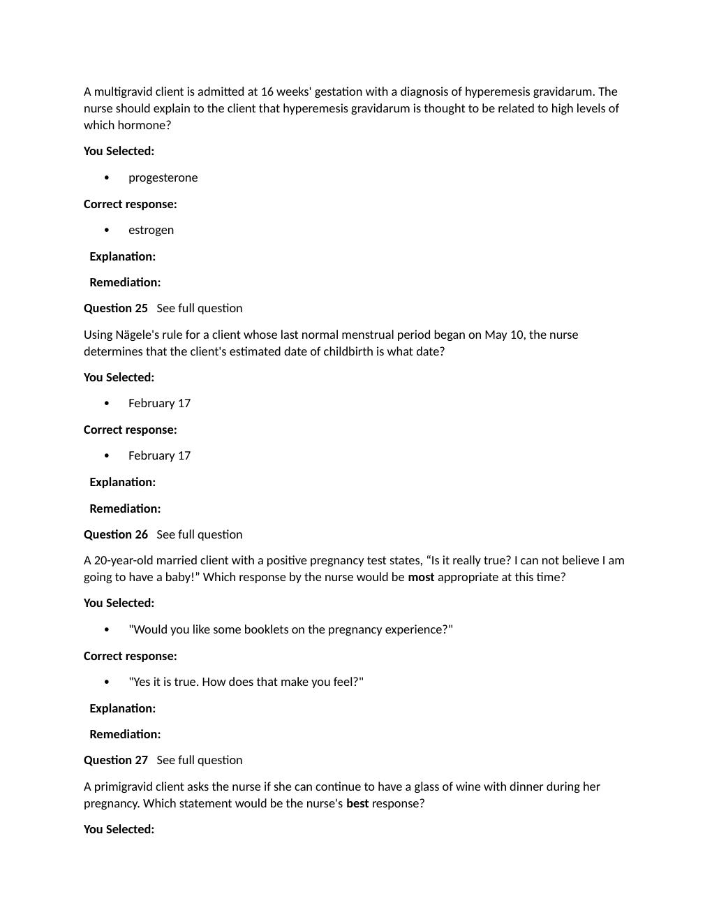 Preview page 8 of Passpoint Antepartum | A nurse is developing a teaching plan for a primigravid client who's 2 months pregnant. The nurse