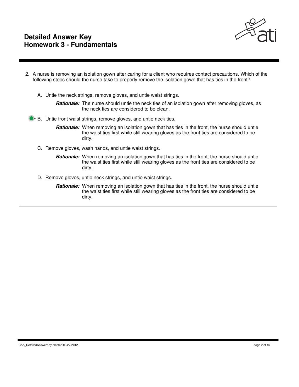 Preview page 2 of ATI  --   Detailed Answer Key Homework 3 - Fundamentals