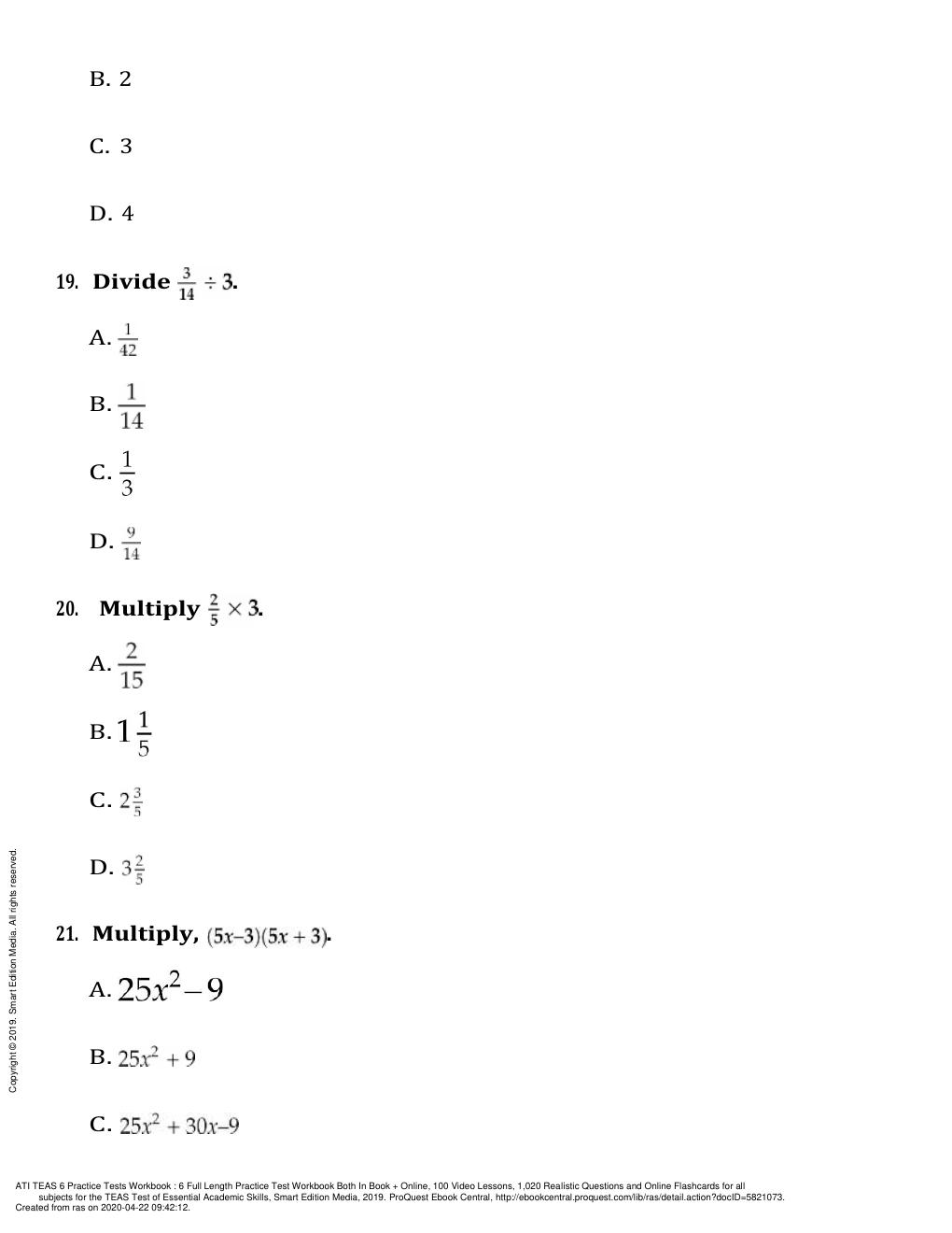 Preview page 10 of ATI TEAS 6 Mathematics, science, English and Language Usage QUESTION AND ANSWERS