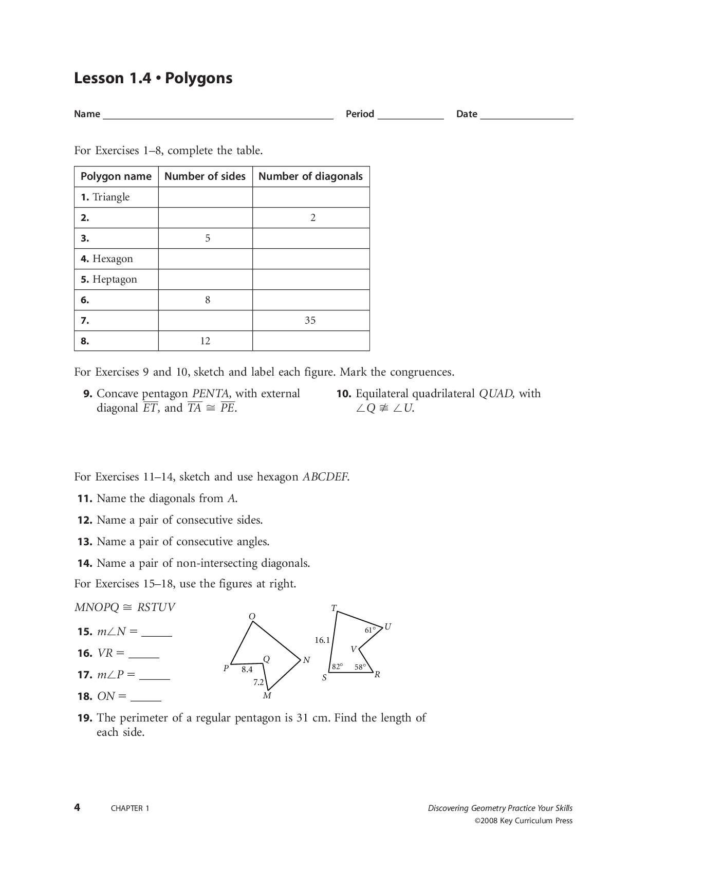 Preview page 6 of Discovering Geometry An Investigative Approach Practice Your Skills with Answers