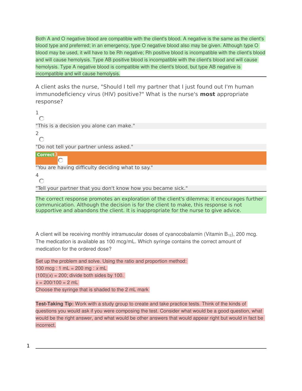 Preview page 2 of HESI EXIT EXAM 1 – QUESTION AND ANSWERS