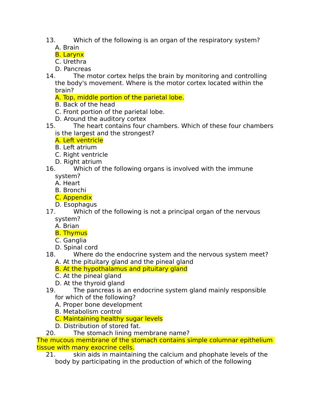 Preview page 2 of HESI A2 Anatomy and Physiology.