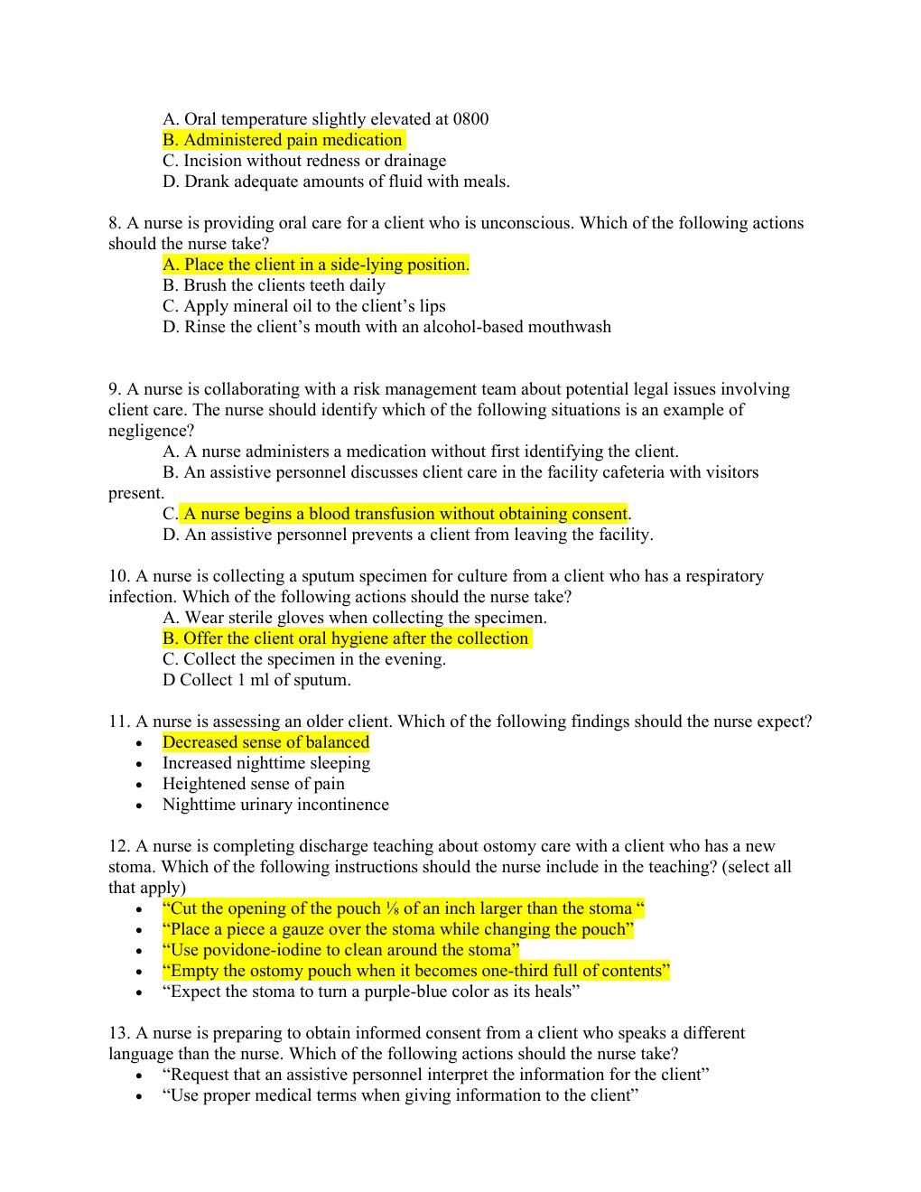 Preview page 2 of ATI FUNDAMENTALS PROCTORED EXAM 2019 RETAKE GUIDE