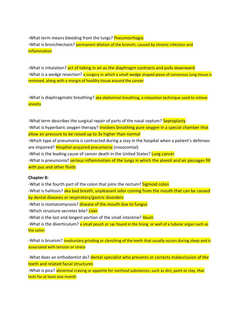 Preview page 2 of AHS 102 Test 6 review chapter 7 & 8