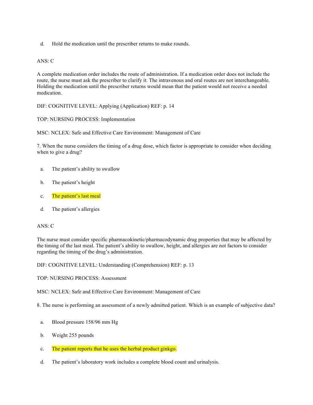 Preview page 4 of TEST BANK for Pharmacology and the nursing process 8th edition by Linda Lane Lilley, Shelly Rainforth Collins, PharmD,