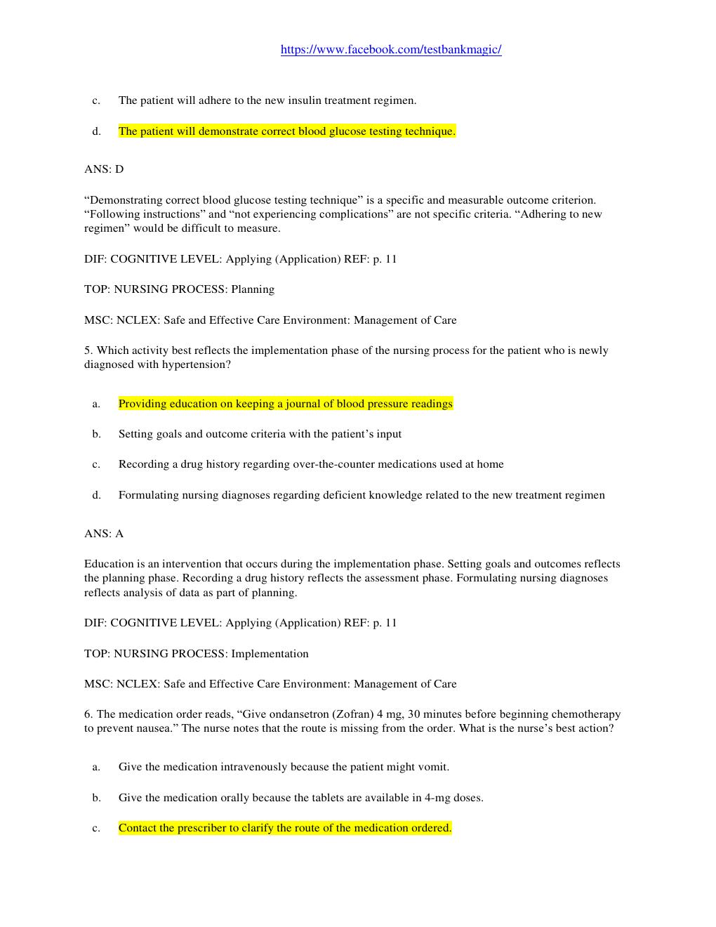 Preview page 3 of TEST BANK for Pharmacology and the Nursing Process 8th Edition by Linda Lane Lilley, PhD, RN, Shelly Rainforth Collins,