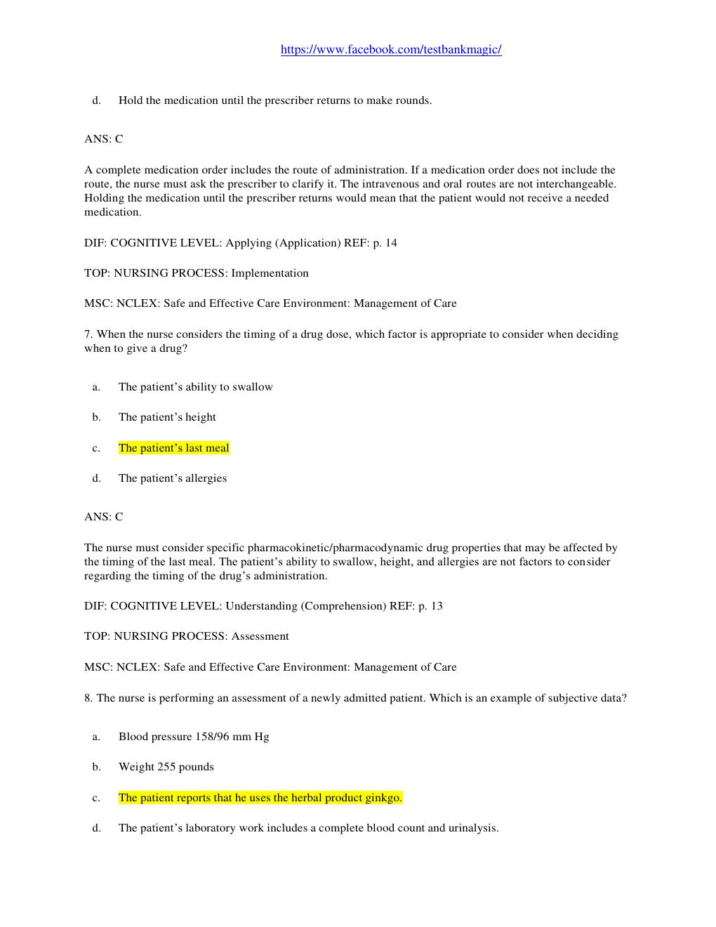 Preview page 4 of TEST BANK for Pharmacology and the Nursing Process 8th Edition by Linda Lane Lilley, PhD, RN, Shelly Rainforth Collins,