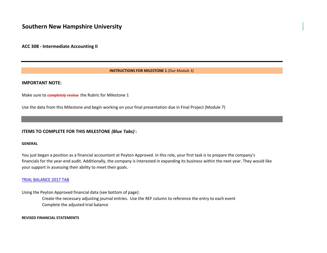 Preview page 3 of ACC 308  Intermediate Accounting Final Project Workbook (4) Updated & Complete Summer 2021