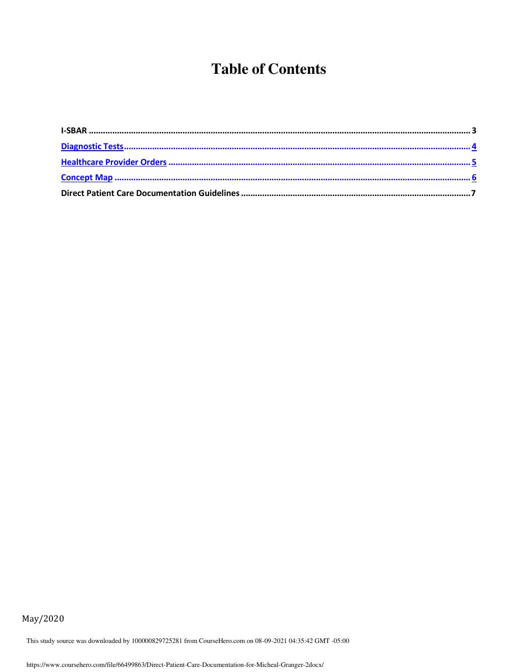 Preview page 2 of NR 324 Direct Patient Care Documentation for Micheal Granger