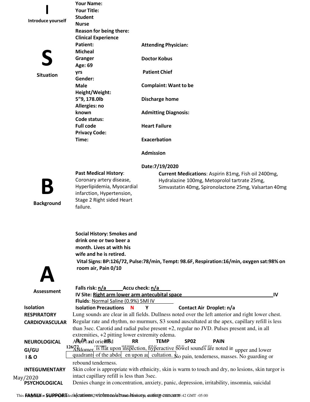 Preview page 3 of NR 324 Direct Patient Care Documentation for Micheal Granger