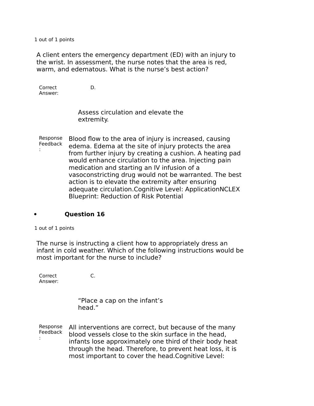 Preview page 9 of NUR 2349 Professional Nursing 1 FINAL EXAM REVIEW Contains 100 Q&A Plus FeedBack