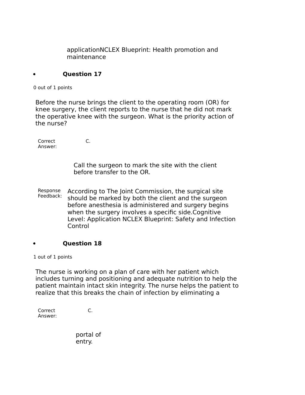Preview page 10 of NUR 2349 Professional Nursing 1 FINAL EXAM REVIEW Contains 100 Q&A Plus FeedBack