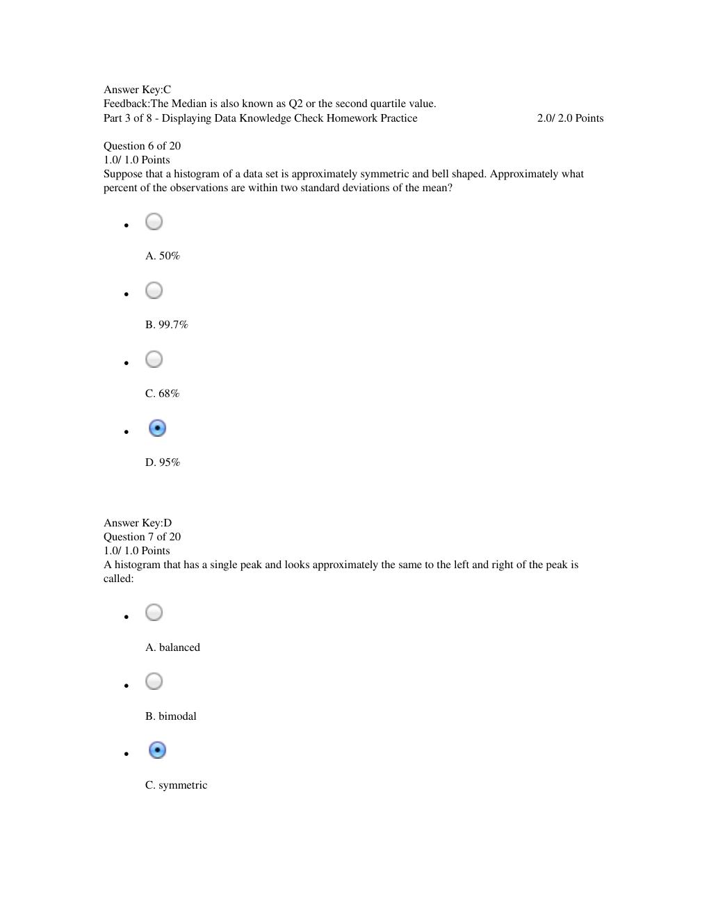 Preview page 3 of American Military University; Math 302 Knowledge Test 2 (answered)