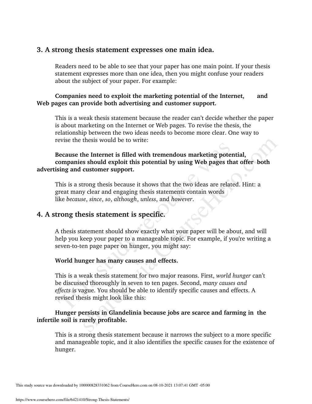 Preview page 2 of Strong Thesis Statements LATEST FOR 2021/2022