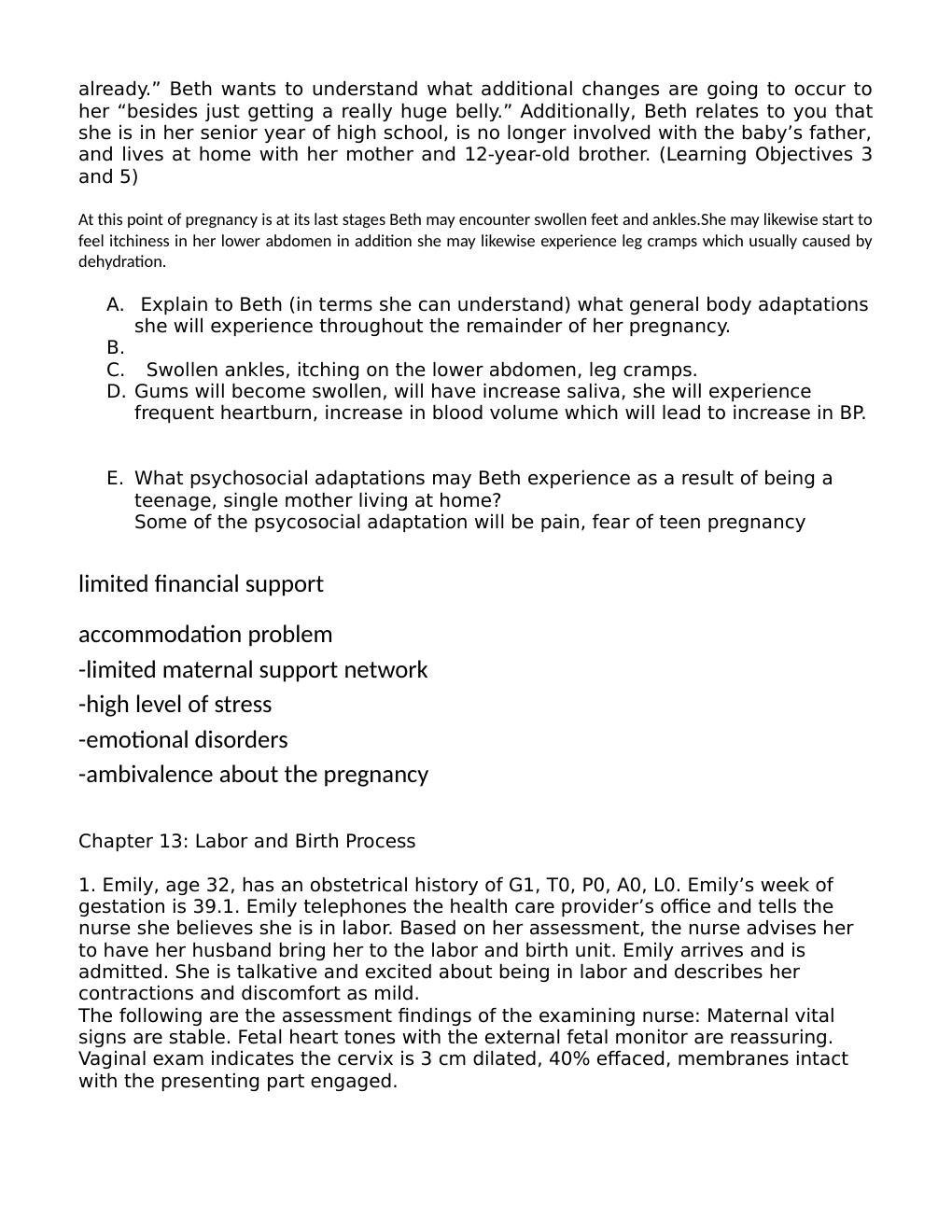 Preview page 2 of Maternal child case study Rebecca Craig | ESSENTIALS OF MATERNITY, NEWBORN AND WOMENS HEALTH NURSING