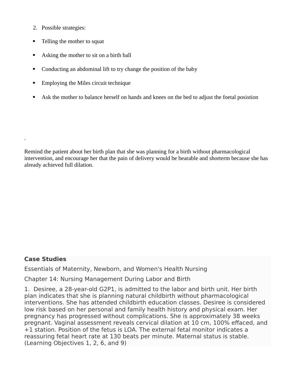 Preview page 4 of Maternal child case study Rebecca Craig | ESSENTIALS OF MATERNITY, NEWBORN AND WOMENS HEALTH NURSING
