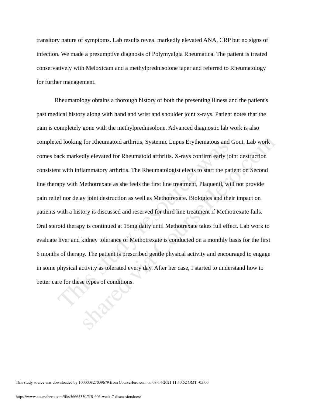 Preview page 2 of NR 603 Week 8 Reflection (MSN Outcome 4, MSN Essential IV, Competencies 7)