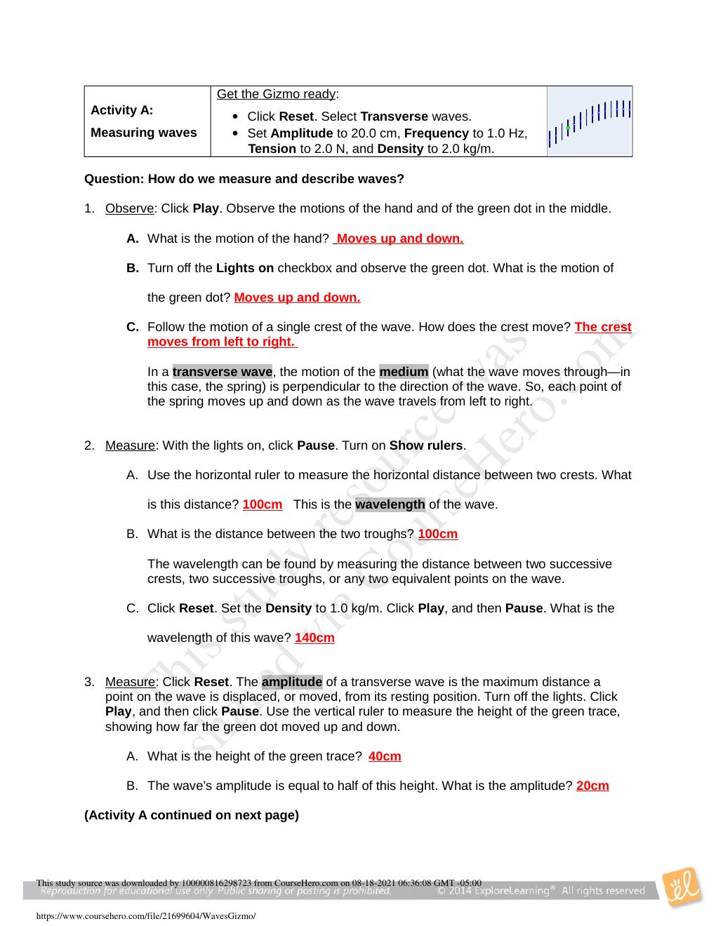 Preview page 2 of Waves Gizmo Student Exploration Waves