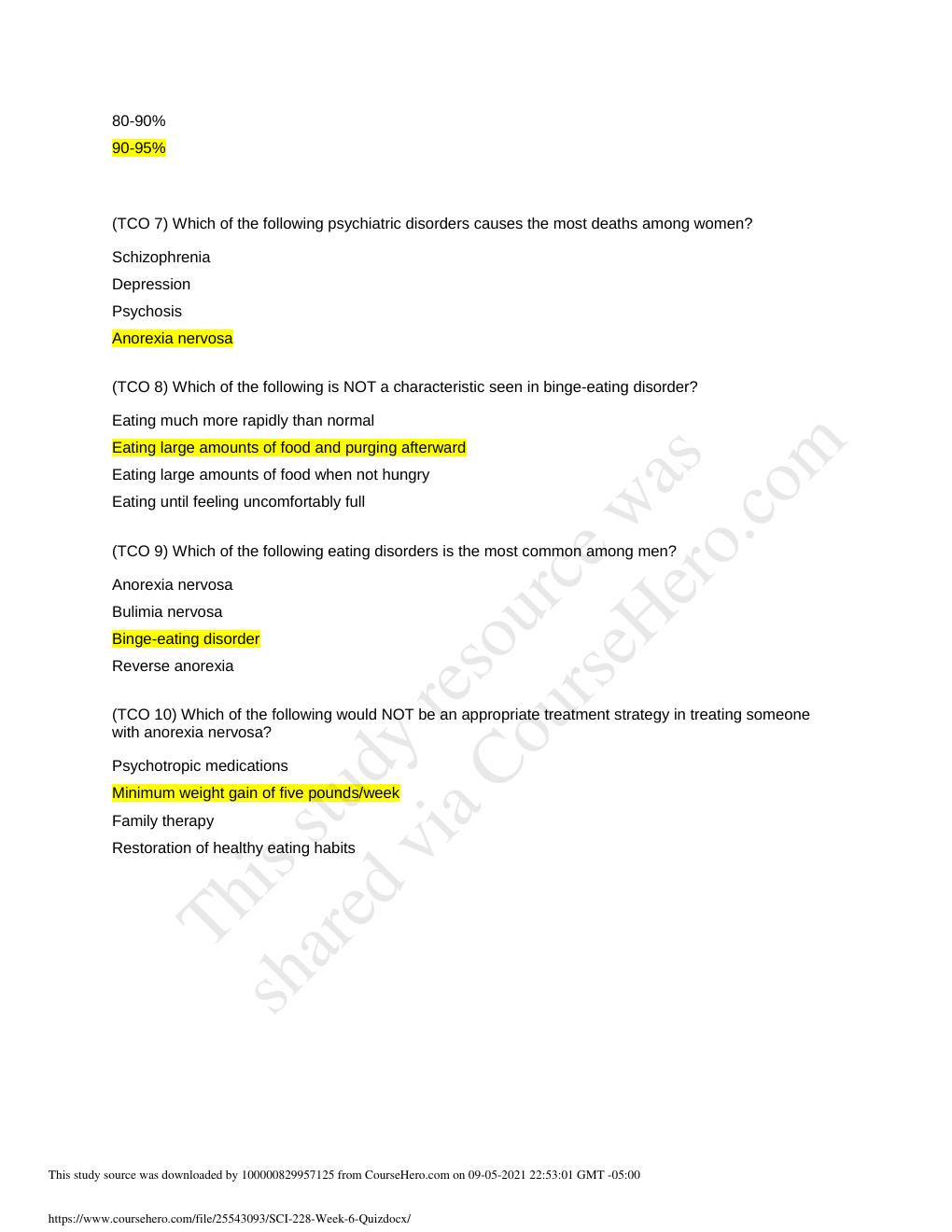 Preview page 2 of SCI-228 Week 6 Quiz (Version 2) Questions and Answers (GRADED A) solutions | GUARANTEED ACE.