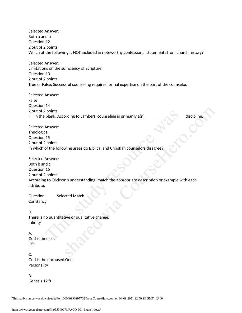 Preview page 3 of PACO 501 Exam 1: Latest complete solution, All answers correct graded A+