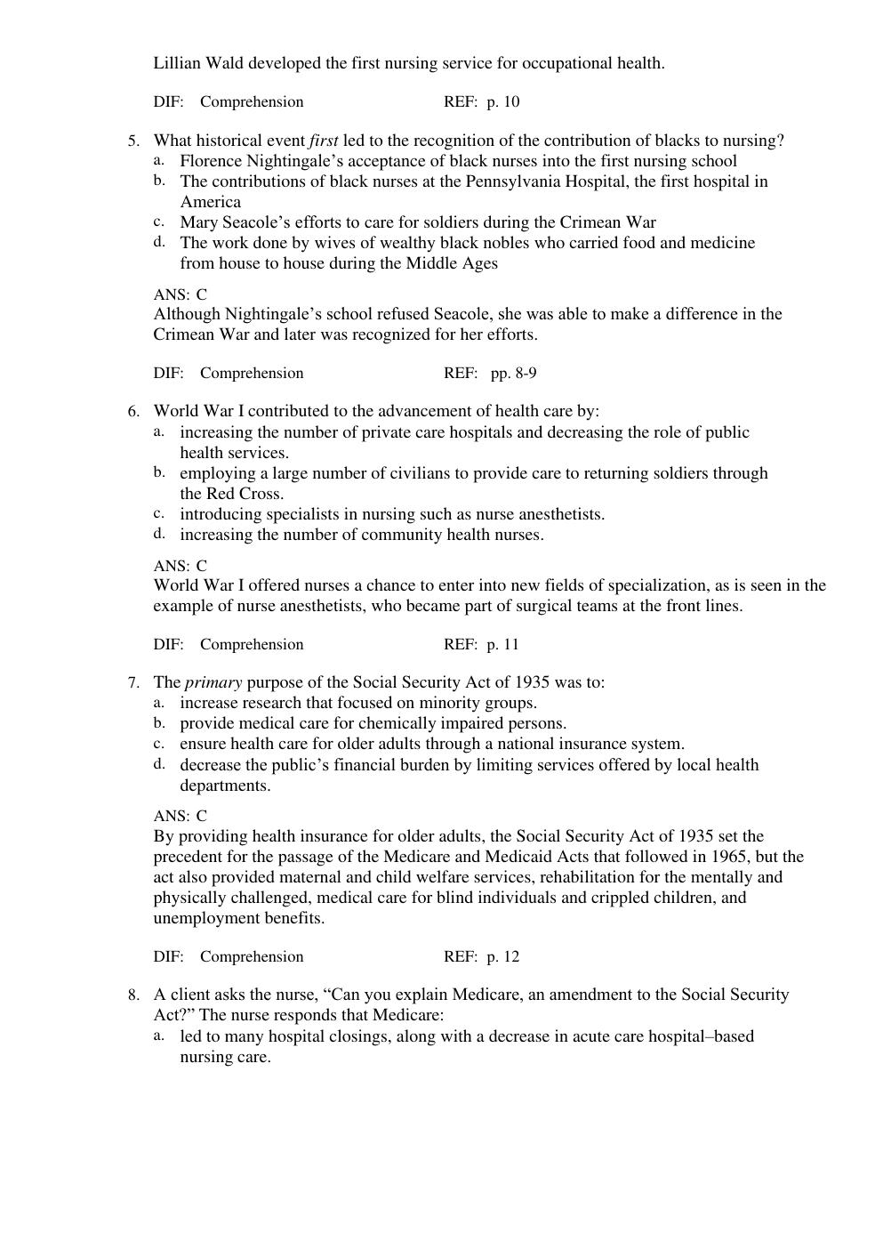 Preview page 3 of Contemporary Nursing Issues, Trends, and Management, 8th Edition Cherry & Jacob TEST BANK