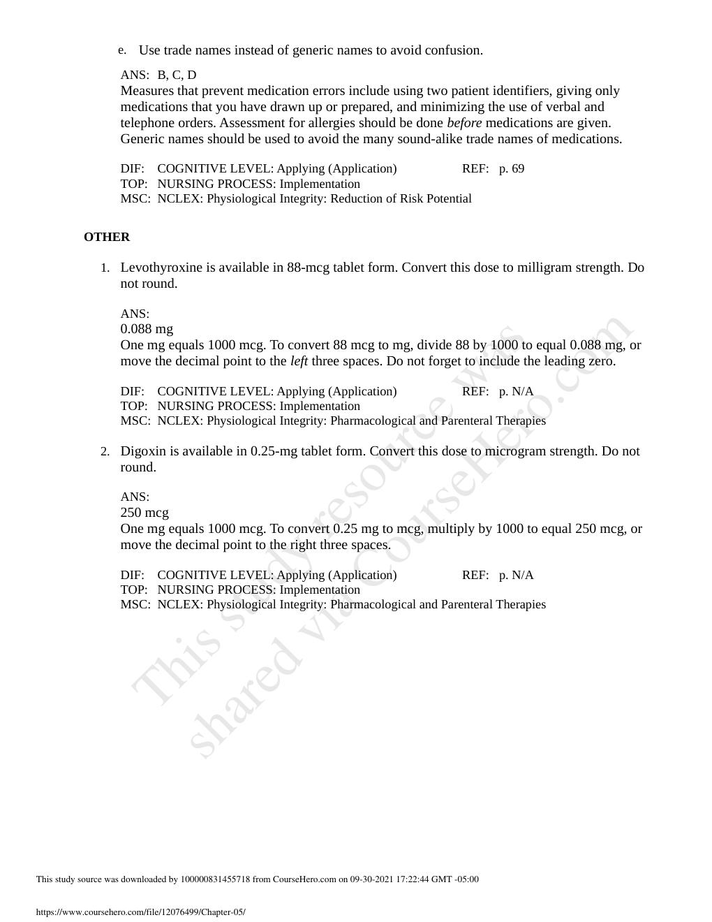 Preview page 3 of Chapter 05: Medication Errors: Preventing and RespondingTest Bank