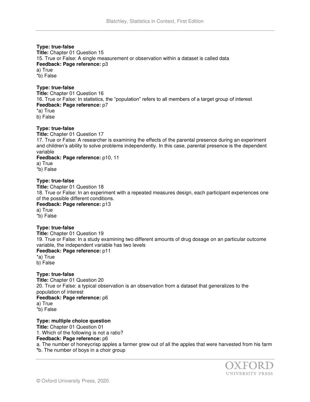 Preview page 4 of Test Bank for Statistics in Context 1st Edition By Barbara Blatchley. | Get all 16 Chapters