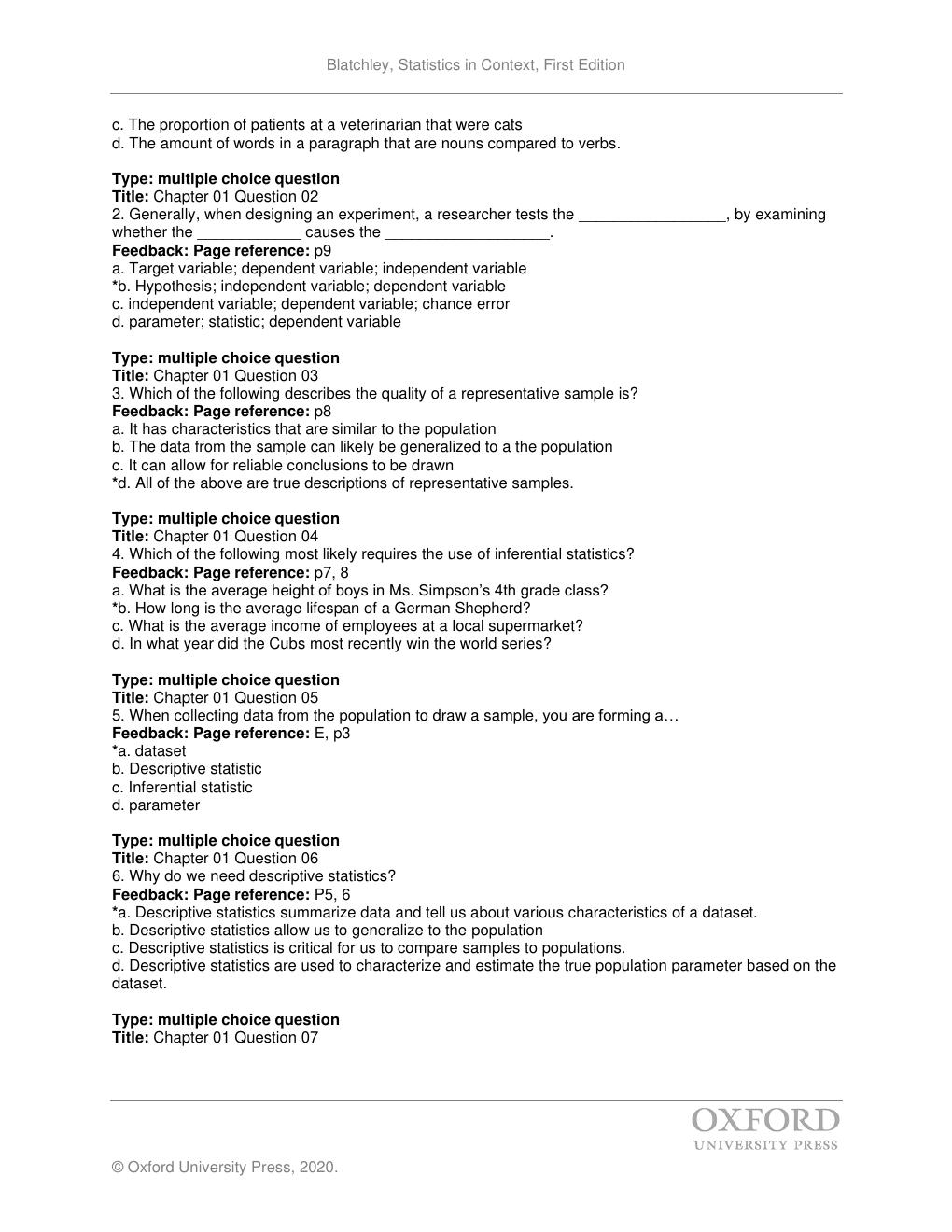 Preview page 5 of Test Bank for Statistics in Context 1st Edition By Barbara Blatchley. | Get all 16 Chapters