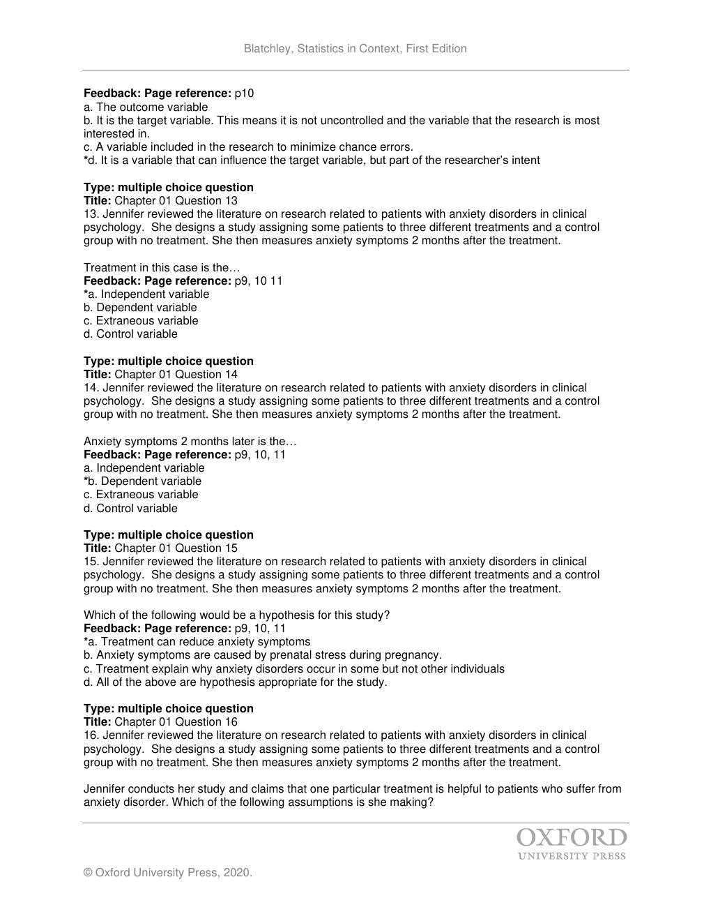 Preview page 7 of Test Bank for Statistics in Context 1st Edition By Barbara Blatchley. | Get all 16 Chapters