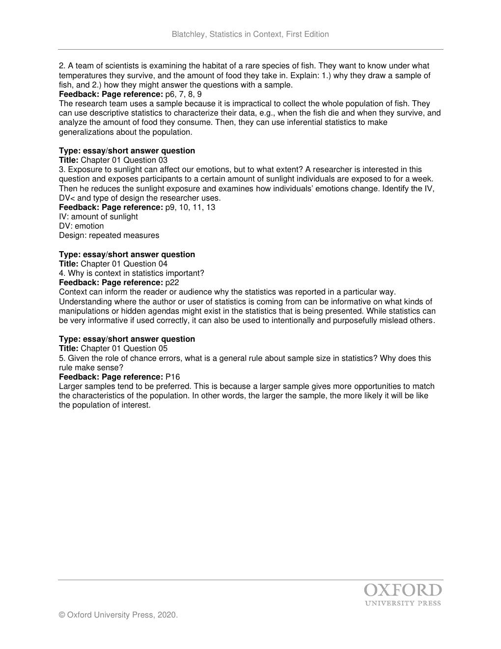 Preview page 10 of Test Bank for Statistics in Context 1st Edition By Barbara Blatchley. | Get all 16 Chapters