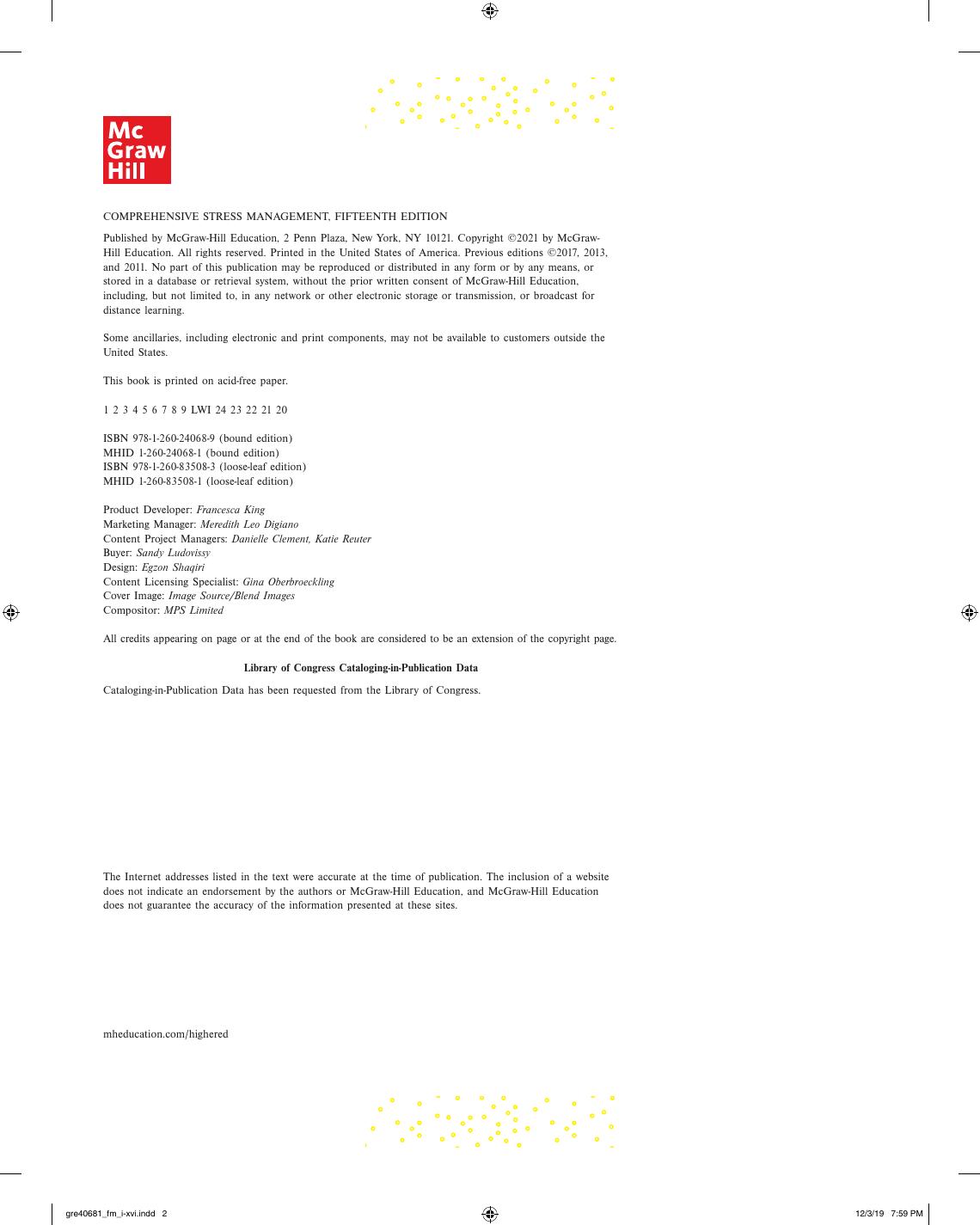 Preview page 3 of Comprehensive Stress Management 15th Edition  By Jerrold Greenberg