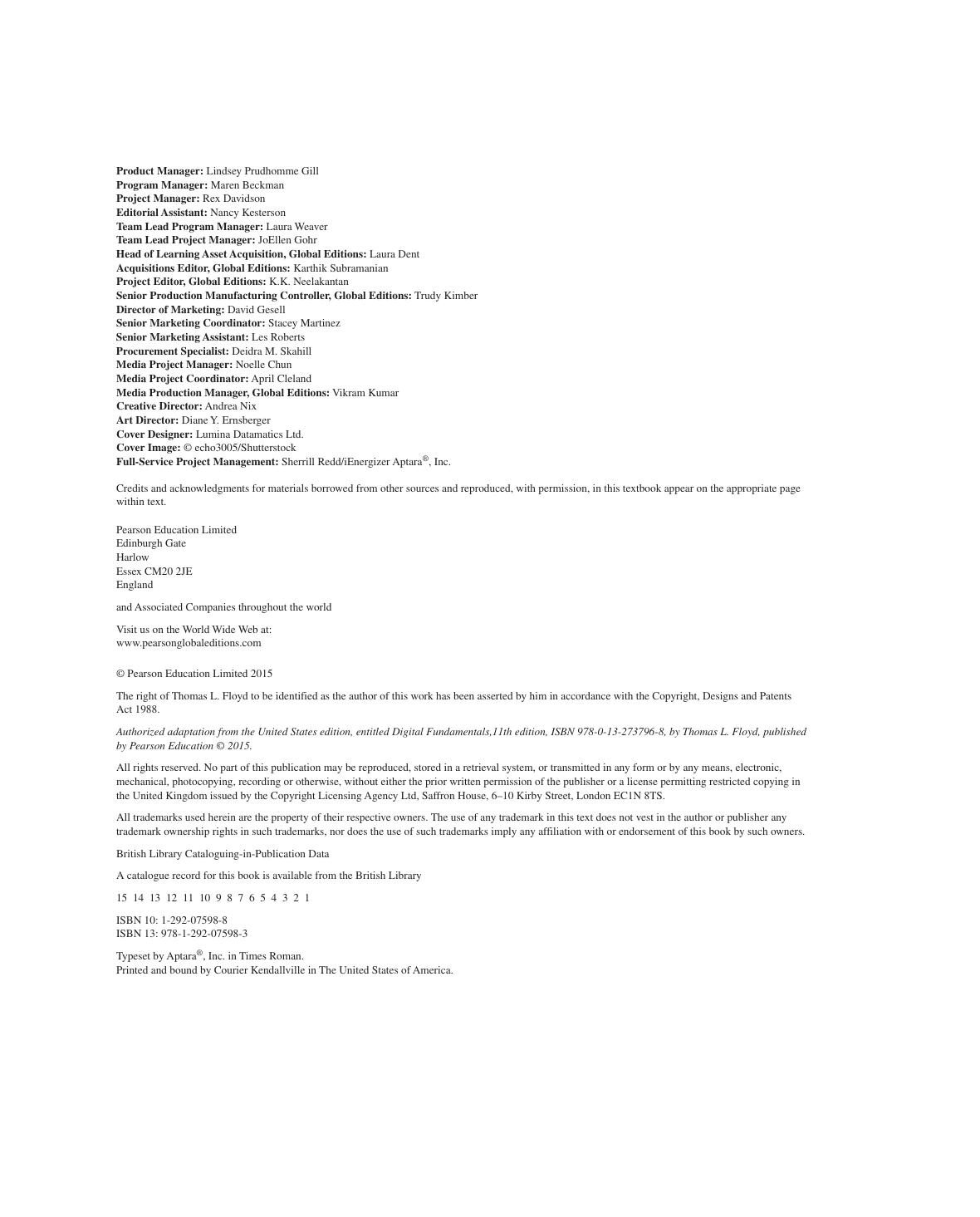 Preview page 3 of Digital Fundamentals Gloabl Edition, 11th Global Edition by Thomas L Floyd