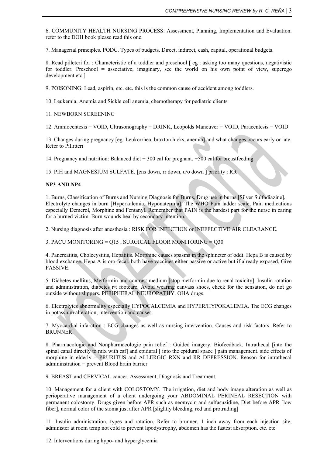 Preview page 3 of COMPREHENSIVE NURSING REVIEW by R. C. REÑA | Fundamentals, Maternity, Pediatric, Community Health, Medical Surgical, & P